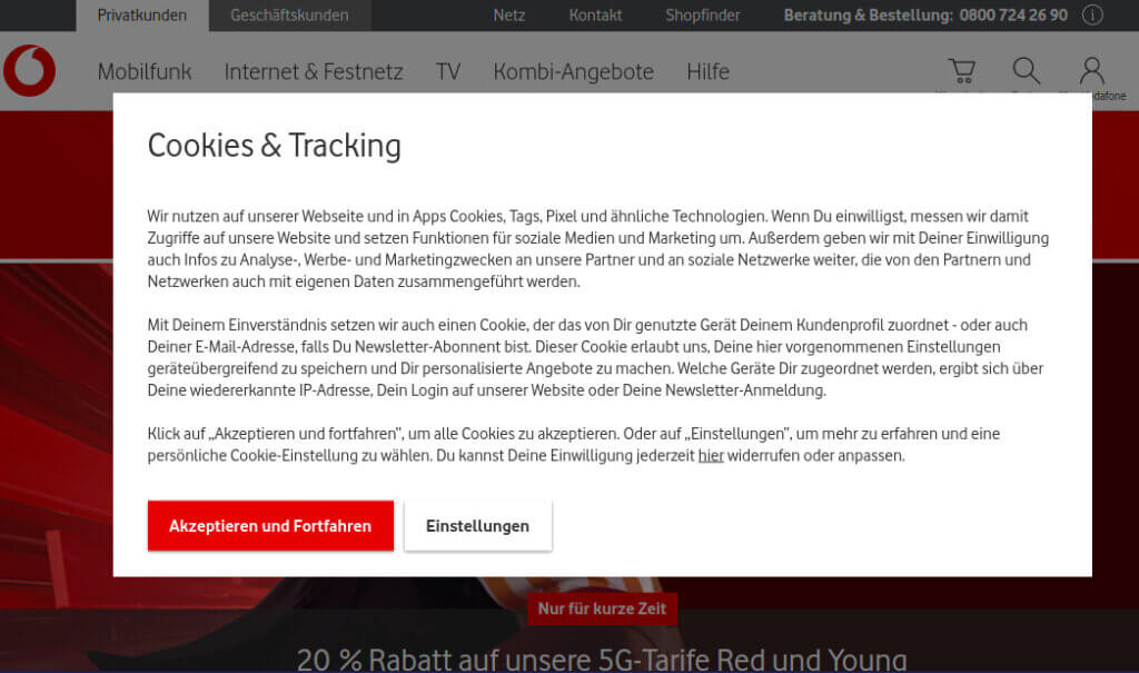 Vodafone screenshot