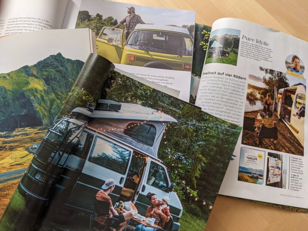 Magazines featuring articles and photography about camper vans
