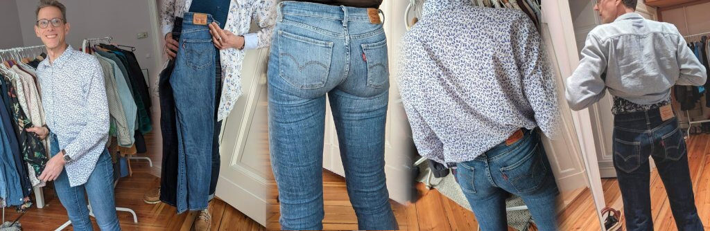 Schmale Beine, knackiger Po oder "kein Hintern" in unterschiedlichen Second-Hand Levis Jeans