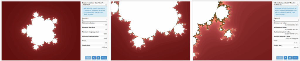 self-similarity zoom series with useful JS fractals generator