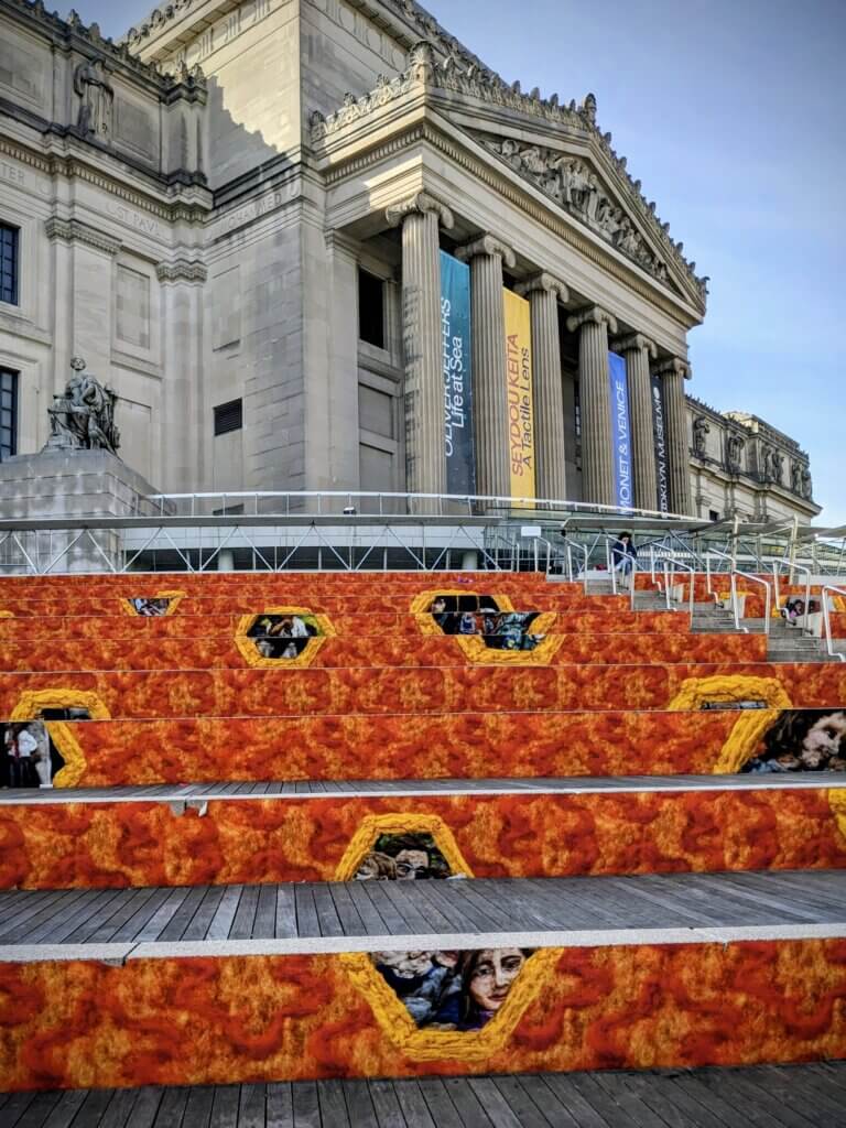 Brooklyn Museum stairs artwork by Melissa Joseph Tender