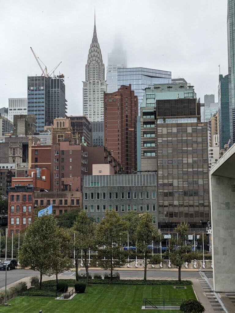 Manhattan Skyline, East 45th Street with Chrysler Building, view from the United Nations Headquarters
